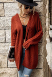 CABLE KNIT CASUAL HOODIE CARDIGAN - Doublju