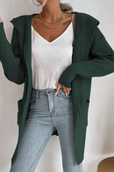 DAILY SOLID HOODIE CARDIGAN WITH POCKETS - Doublju