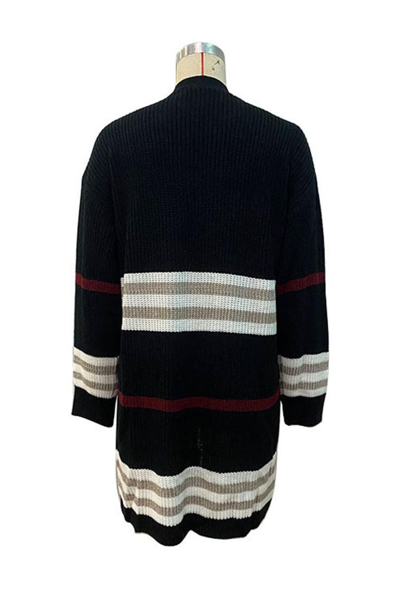 LONG SLEEVE COLORING LONG SWEATER CARDIGAN - Doublju