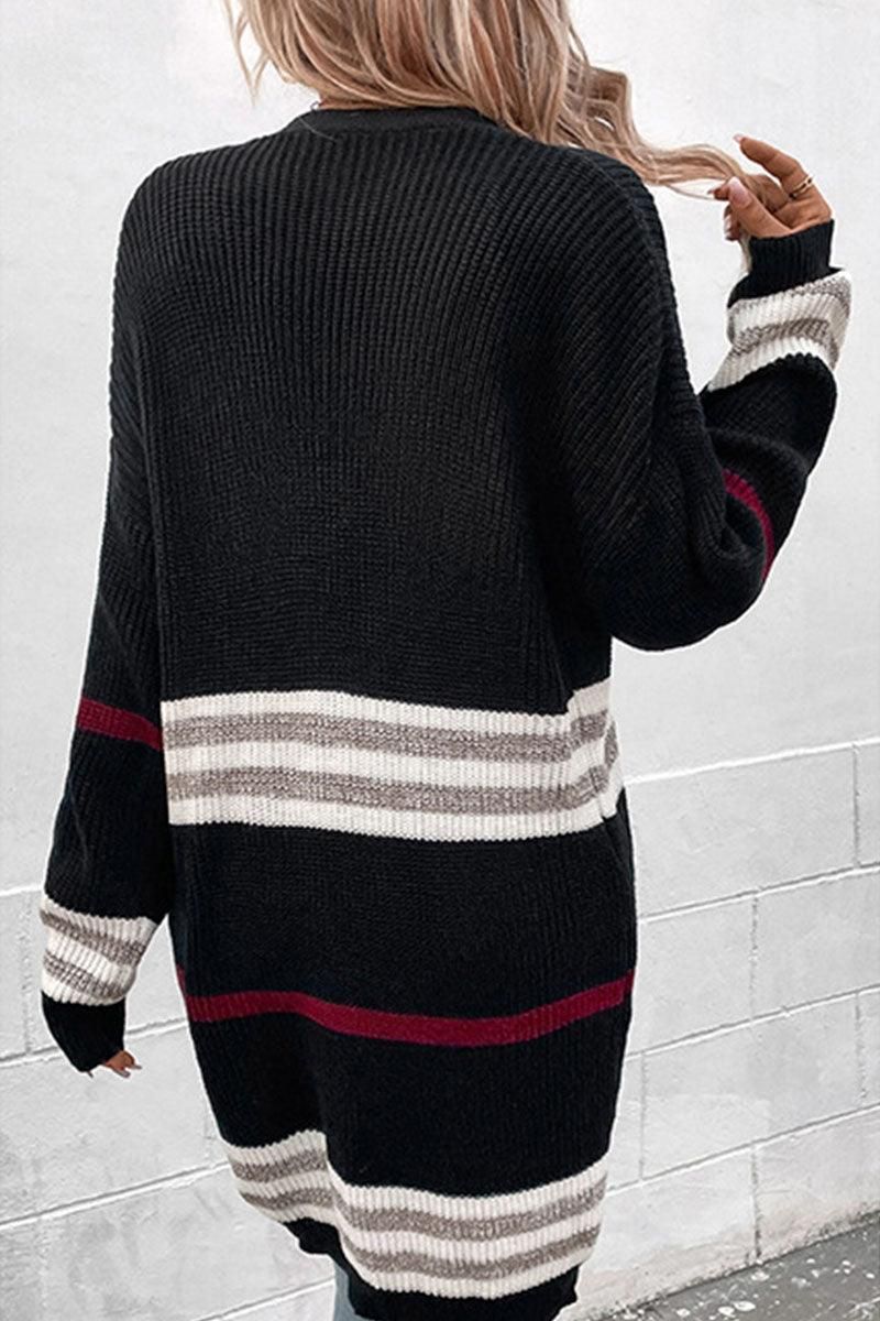 LONG SLEEVE COLORING LONG SWEATER CARDIGAN - Doublju