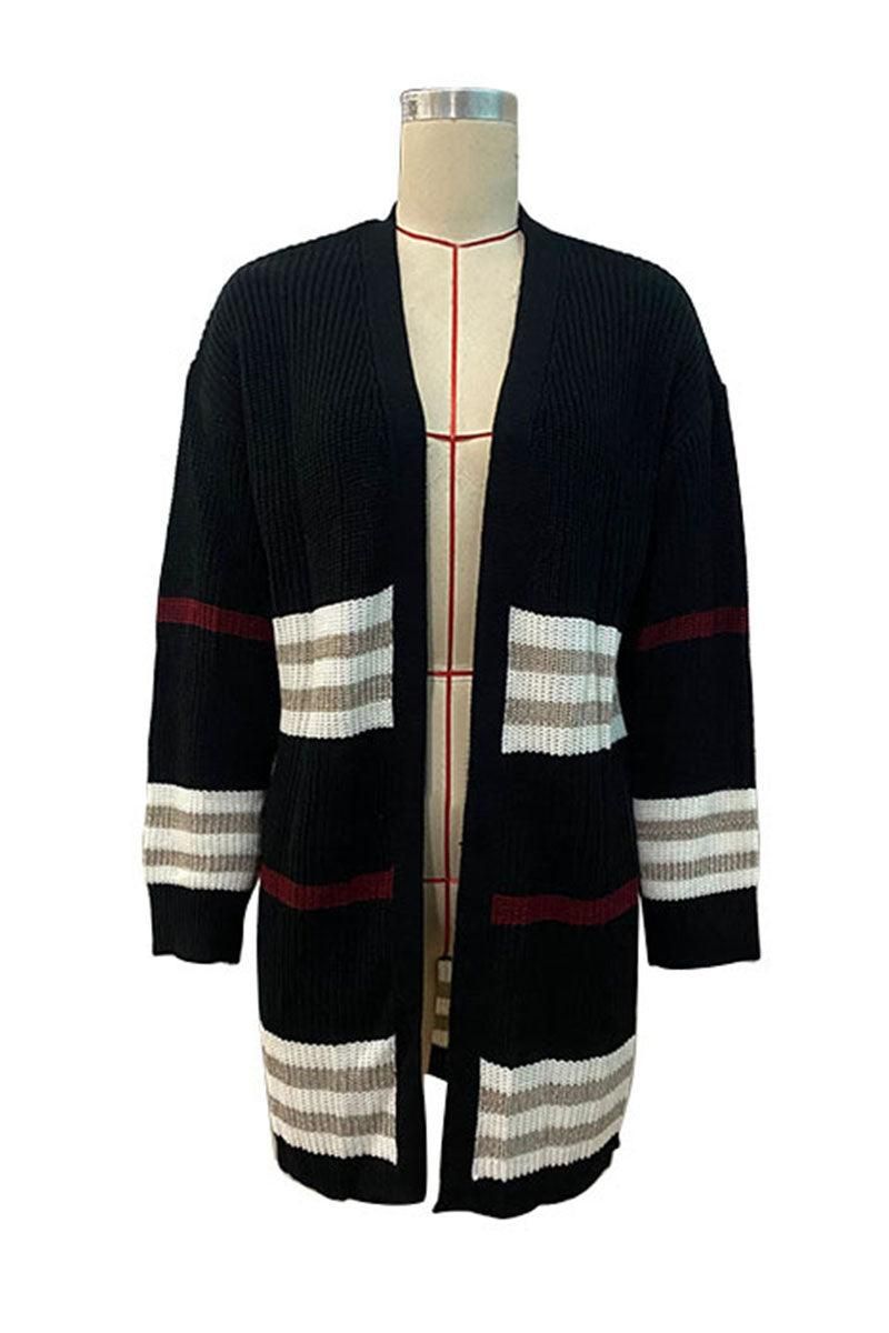 LONG SLEEVE COLORING LONG SWEATER CARDIGAN - Doublju