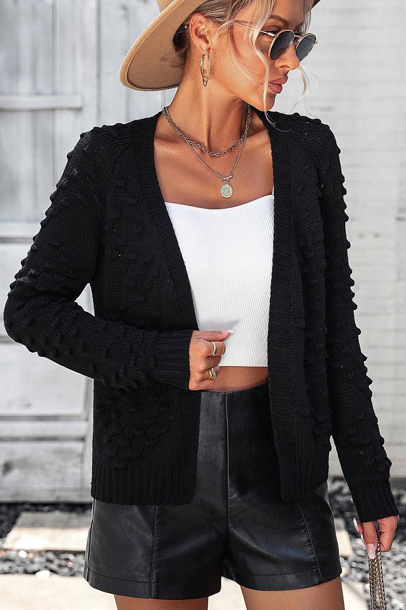 WOMEN OPEN FRONT SHORT CARDIGAN - Doublju