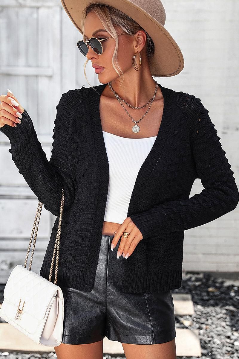 WOMEN OPEN FRONT SHORT CARDIGAN - Doublju