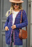 DISTRESSED PLAID PATTERN CARDIGAN FOR WOMEN - Doublju