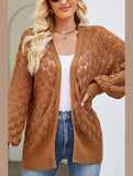 WOMEN HOLLOW OUT KNITTED SWEAT CARDIGAN