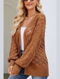 WOMEN HOLLOW OUT KNITTED SWEAT CARDIGAN