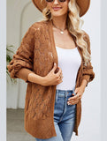 WOMEN HOLLOW OUT KNITTED SWEAT CARDIGAN
