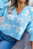 WOMEN FLOWER PRINTING COZY BUTTON UP CARDIGAN