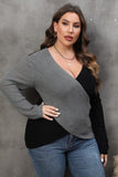 WOMEN PLUS SIZE SEXY DEEP NECK CROSS WRAP SWEATER