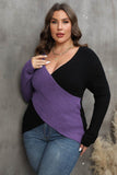 WOMEN PLUS SIZE SEXY DEEP NECK CROSS WRAP SWEATER