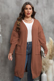 WOMEN PLUS SIZE OPEN FRONT KNIT CARDIGAN