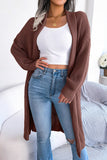 WOMEN FISHERMAN CABLE KNIT LONG LENGTH CARDIGAN