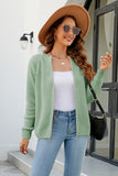 WOMEN ZIP UP CLOSURE WAFFLE KNITTED LIGHT JACKET