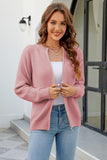 WOMEN ZIP UP CLOSURE WAFFLE KNITTED LIGHT JACKET