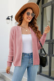 WOMEN ZIP UP CLOSURE WAFFLE KNITTED LIGHT JACKET