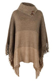 SWEATER HALF OPEN COLLAR CLOAK - Doublju
