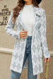 WOMEN DANDY PATTERNED OPEN FRONT LAPEL COAT