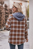 WOMEN FLANNEL PLAID HOODIE SHACKET