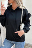 WOMEN LACED FRILL HOODIE WITH KANGAROO POCKET