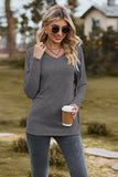 WOMEN SIMPLE BASIC LONG SLEEVE HOODED PULLOVER