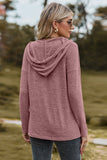 WOMEN SIMPLE BASIC LONG SLEEVE HOODED PULLOVER