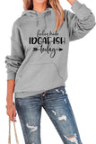 WOMEN LETTER PRINTING DRAWSTRING HOODED T SHIRT