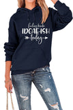 WOMEN LETTER PRINTING DRAWSTRING HOODED T SHIRT