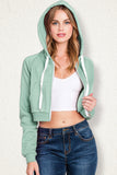 WOMENS LONG SLEEVE LIGHTWEIGHT 2 COLOR BLOCKED HOODIE JACKET WITH SIDE POCKETS