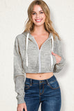 WOMENS LONG SLEEVE LIGHTWEIGHT 2 COLOR BLOCKED HOODIE JACKET WITH SIDE POCKETS