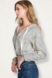 WOMENS LONG SLEEVE LIGHTWEIGHT 2 COLOR BLOCKED HOODIE JACKET WITH SIDE POCKETS