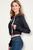 WOMENS LONG SLEEVE LIGHTWEIGHT 2 COLOR BLOCKED HOODIE JACKET WITH SIDE POCKETS