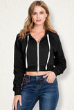 WOMENS LONG SLEEVE LIGHTWEIGHT 2 COLOR BLOCKED HOODIE JACKET WITH SIDE POCKETS