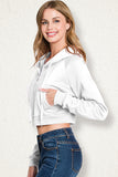 WOMENS LONG SLEEVE LIGHTWEIGHT 2 COLOR BLOCKED HOODIE JACKET WITH SIDE POCKETS