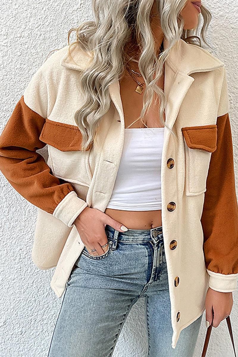 BUTTON DOWN LAPEL JACKET WITH POCKETS - Doublju