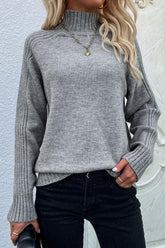 TURTLE NECK LONG SLEEVE CASUAL SWEATER - Doublju