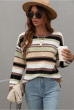 COLORED STRIPE KNIT SWEATER TOP - Doublju