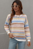 COLORED STRIPE KNIT SWEATER TOP - Doublju