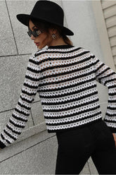 COLORED STRIPE KNIT SWEATER TOP - Doublju