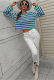 COLORED STRIPE KNIT SWEATER TOP - Doublju
