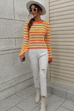 COLORED STRIPE KNIT SWEATER TOP - Doublju