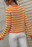 COLORED STRIPE KNIT SWEATER TOP - Doublju