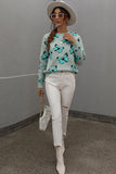 BUTTERFLY PRINTING LONG SLEEVE CASUAL SWEATER - Doublju