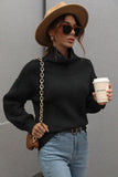 TURTLE NECK LOOSE SLEEVE KNIT SWEATER - Doublju
