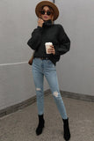 TURTLE NECK LOOSE SLEEVE KNIT SWEATER - Doublju