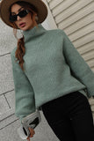 TURTLE NECK LOOSE SLEEVE KNIT SWEATER - Doublju