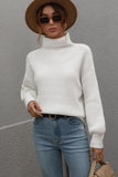 TURTLE NECK LOOSE SLEEVE KNIT SWEATER - Doublju