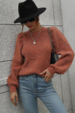 LOOSE FIT LEG OF MUTTON SLEEVE KNIT WARM SWEATER - Doublju