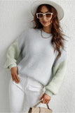 COLOR BLOCK SLEEVE KNIT WARM SWEATER - Doublju