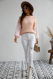 COLOR BLOCK SLEEVE KNIT WARM SWEATER - Doublju