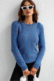 LEG OF MUTTON SLEEVE KNIT SWEATER - Doublju